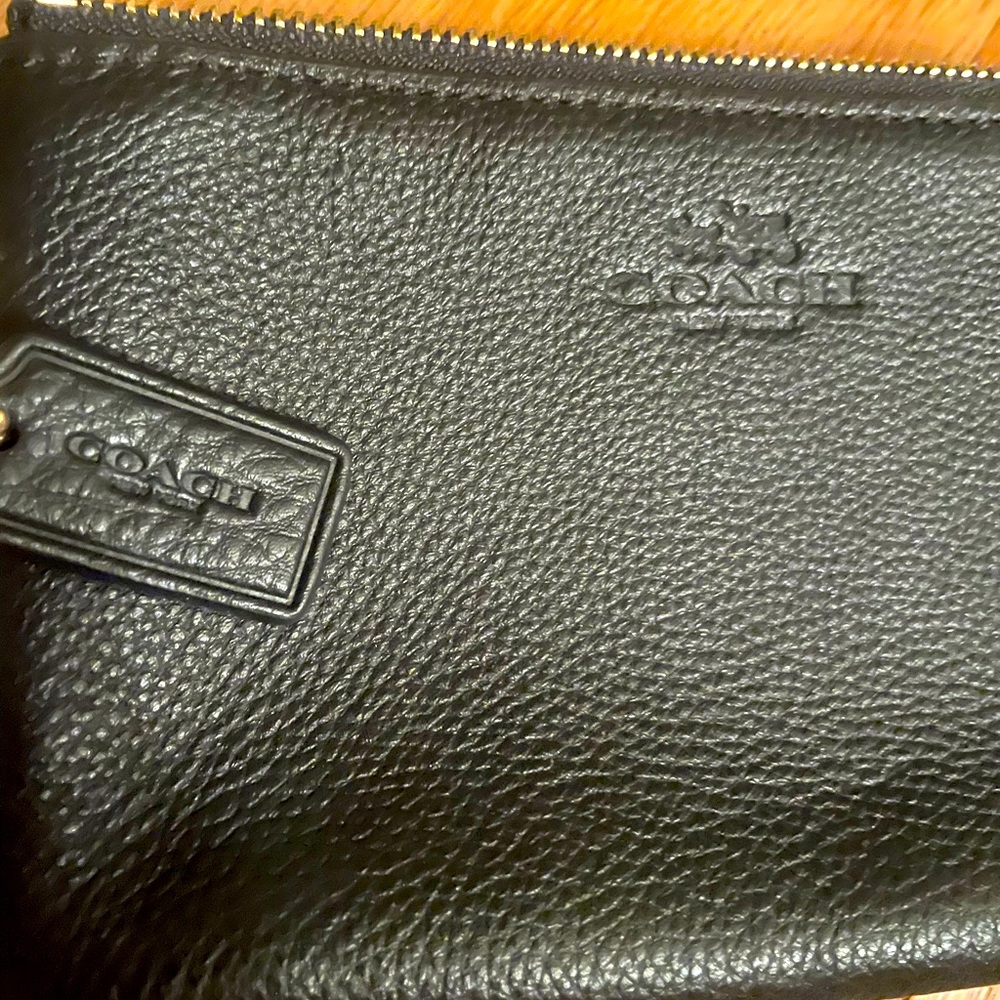 COACH black wristlet w/gold zippers - Picture 11 of 14